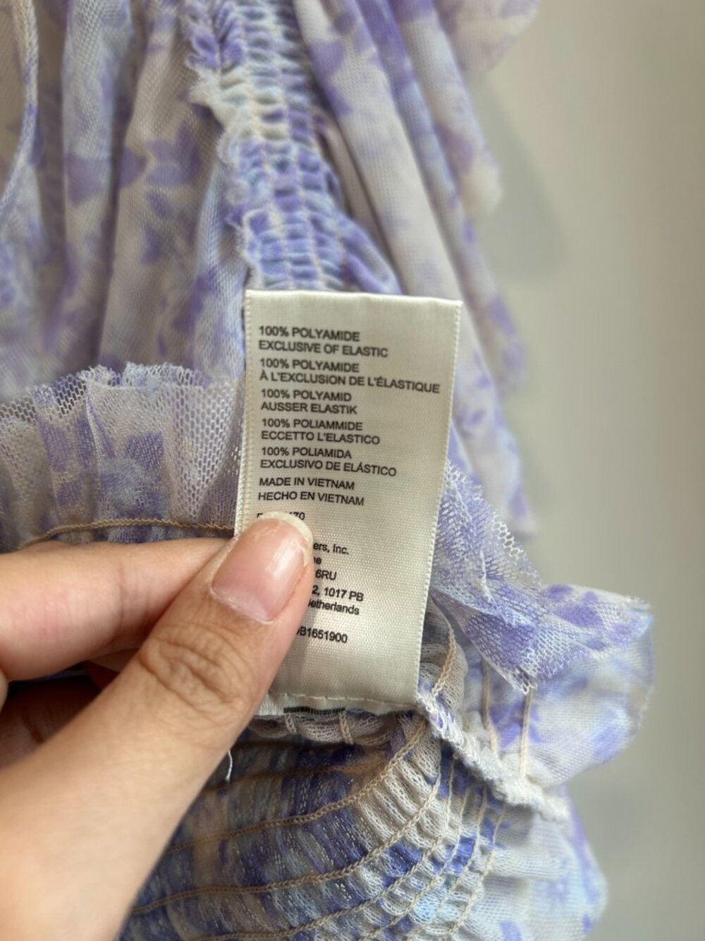 Free People Sugar Top Blue Floral Sheer Ruffle Crop Boho‎ Romantic Blouse M - Picture 5 of 9